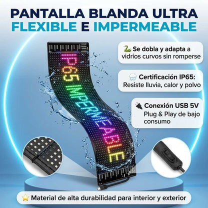 DevilEyes LED Pro™ - Pantalla LED Flexible Programable para Parabrisas (12×59.5 cm)