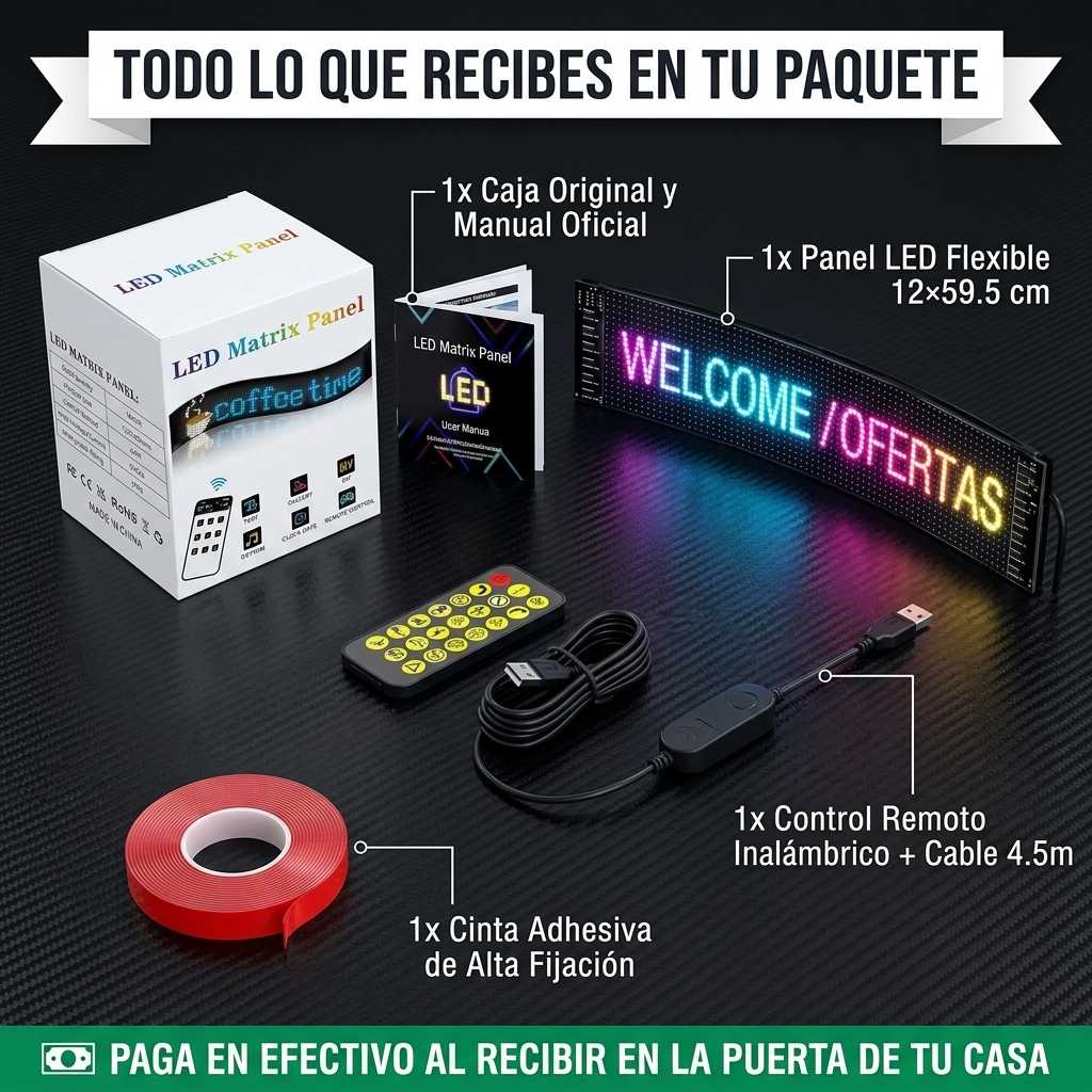 DevilEyes LED Pro™ - Pantalla LED Flexible Programable para Parabrisas (12×59.5 cm)